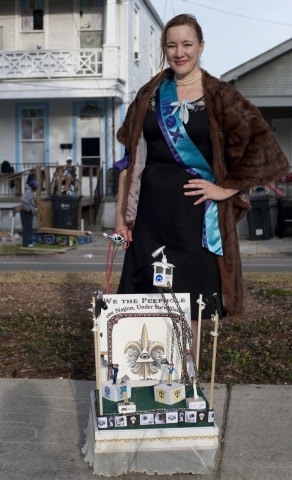 Veronica Russell with her 2014 'tit Rəx float, We the Peephole